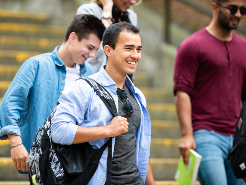 Students leaving classroom campus.